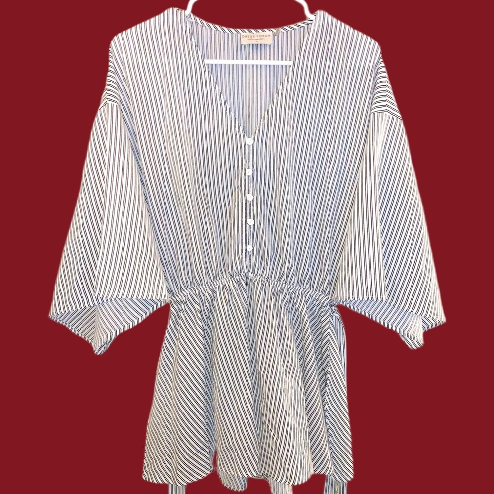 Dress Forum Striped Tie Romper Black & White - Picture 1 of 7